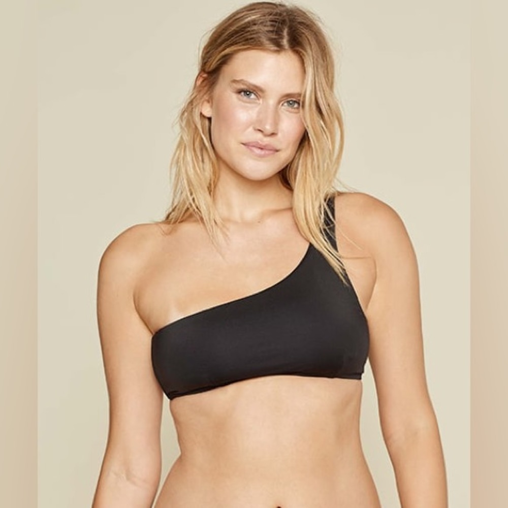 Andie Swim Wyndwood One Shoulder Black Bikini Top Size XL